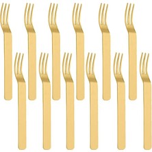 Rafta 304 Çelik 12 Adet Gold Renk Tatlı ve Meyve Çatalı MT159SR-12