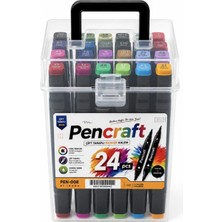 Rafta Senon Pencraft 24'lü Çift Taraflı Ince ve Kalın Uçlu Şeffaf Plastik Çantalı Marker Kalem Seti Siyah