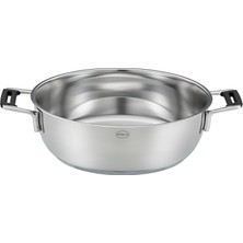 Rafta Rösle Sılence Pro Servis Tavası, Güvenli ve Rahat Servis Için Yalıtımlı Saplı Yüksek Kaliteli Paslanmaz Çelik Servis Tavası, Çap 28 Cm, Gümüş, Paslanmaz Çelik 18/10