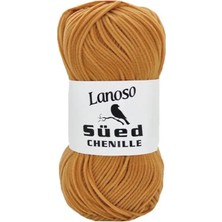 Rafta Lanoso Süed Chenille El Örgü Ipi, Hardal Sarısı Kayısı Rengi 921 Yarn Iplik 50 gr