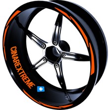 Rafta Çınar Extreme 3 Parça Tasarımlı Alev Turuncusu Jant Şeridi Sticker
