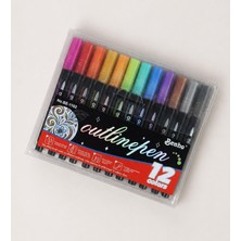 Rafta 12 Renk Gümüş Yaldızlı Marker Set