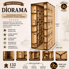 Rafta Algwooddesign Kütüphane Book Nook Ahşap Maket, 132 Parça Dıy Minyatür Kütüphane Dioraması, Peri LED Dahil, Mdf 3D Puzzle, Kitaplık Dekorasyon Seti, 13,95 x 6,12 x 18,09 cm