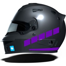 Rafta Çınar Extreme Şerit Tasarımlı Motosiklet Kask Sticker Reflektif, Floresan, Düz, Özel Renkler Patlıcan Moru