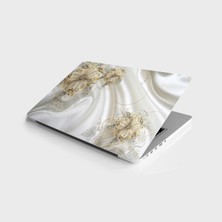 Rafta Laptop Sticker Bilgisayar Notebook Pc Kaplama Etiketi 3D Altın Çiçek