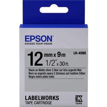 Rafta Epson Etiket Bandı Gümüş Üzerine Siyah Mat Lk 4sbe