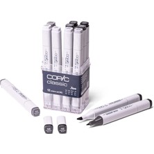 Rafta Copic CZ20075152 Classic Ng Marker 12-Er Set N0, N1, N2, N3, N4, N5, N6, N7, N8, N9, N10, 110, Gri