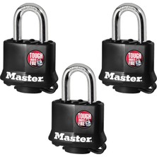 Rafta Master Lock Asma Kilit 311TRI Anahtarlı, Siyah, 3 Adet