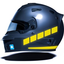 Rafta Çınar Extreme Şerit Tasarımlı Motosiklet Kask Sticker Reflektif, Floresan, Düz, Özel Renkler Reflektif Koyu Sarı