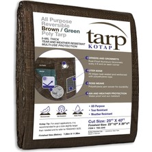 Rafta Kotap Çok Amaçlı Çok Amaçlı 5 Mil Poli Tente, Ters Çevrilebilir, Kahverengi/yeşil, Kesim Boyutu 7,6 x 12,2 M/bitmiş Boyut 7,0 M. 25,4 cm x 11,9 M. 4 Inç, TBG-2540, Su Geçirmez
