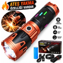 farissu 60W 6000 Lümen LED El Feneri – 1-2 Km Menzilli, Zoomlu, Ateş Yakma Özellikli, 4 Modlu, Type-C Şarjlı, Powerbank Özellikli