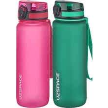 Rafta Uzspace 2'li Tritan Matara Seti 800 ml 14 Farklı Renk Seçeneği Fiftyfifty Pembe-Koyuyeşil