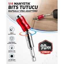 Rafta 1/4 Manyetik Mafsallı Bits Tutucu 90 mm Mıknatıslı Vida Adaptörü Matkap Tornavida Vidalama Ucu