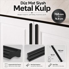 Rafta Özen 768 mm 76.8 cm Düz Mat Siyah Mobilya Kulp Uzun Çekmece Dolap Kapak Kulpu Modern Metal Tasarım