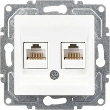 Rafta Eqona Radius Neoline Ikili Data Prizi (2 x RJ45 CAT5E), Beyaz (Mekanizma + Tuşkapak)