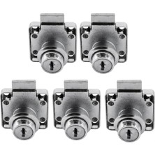 Rafta BADEM10 5 Adet Ugr Kare Mobilya Çekmece Dolap Kilidi Nikel Krom 2 Anahtarlı Kilit 4x4 cm 22 mm