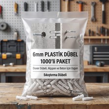 Rafta 6mm Plastik Dübel 1000’LI Paket – Duvar Dübeli, Alçıpan ve Beton Için Uygun Sıkıştırma Dübeli