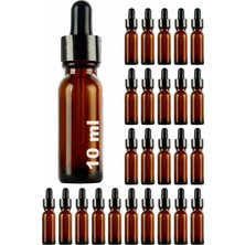 Afracam 10 ml Amber Cam Damlalık Serum Şişesi 10 cc Siyah Metal Kapaklı Kahverengi Dropper Cam Şişe 25 Adet