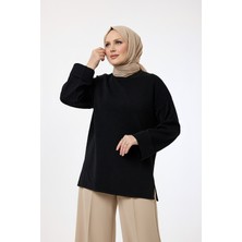 Suede Style 44186 - Şık Rahat Rayonelit Kadın Uzun Dökümlü Ince Triko Kazak