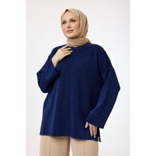 Suede Style 44186 - Şık Rahat Rayonelit Kadın Uzun Dökümlü Ince Triko Kazak