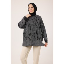 Suede Style 44219 - Şık Rahat Rayonelit Kadın Uzun Dökümlü Ince Triko Kazak