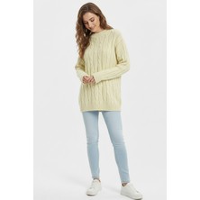 Suede Style 51110 - Şık Rahat Simli Kadın Triko Uzun Kazak