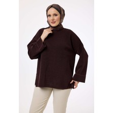 Suede Style 44186 - Şık Rahat Rayonelit Kadın Uzun Dökümlü Ince Triko Kazak