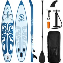Spatium PD17 Şişme Stand Up Paddle Board (Sup) – Mavi Beyaz, 3 Finli, Kaymaz Eva Yüzeyli, Ayarlanabilir Kürek, Pompa, Taşıma Çantası, Güvenlik Ipi, Tamir Kiti ve Tam Aksesuar Setli