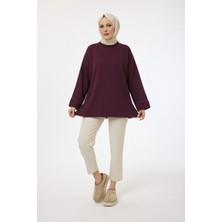 Suede Style 44186 - Şık Rahat Rayonelit Kadın Uzun Dökümlü Ince Triko Kazak