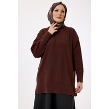 Suede Style 40966 - Şık Rahat Keçe Basic Uzun Kazak