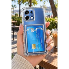 Oppo A6 Pro 5g Uyumlu Şeffaf Kartlıklı Kılıf, Darbe Emici Airbag Köşeli Esnek Slikon Arka Kapak