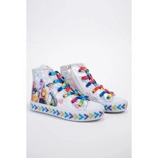 Scarpe Magiche Kız Çocuk Hologram Işıltılı Yüksek Bilek Spor Ayakkabı(31-35 Numara Arası Işıksızdır )