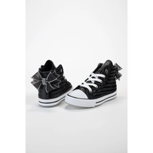 Scarpe Magiche Black Star Taşlı Fiyonklu Yüksek Bilekli Spor Ayakkabı (31-35 Numara Arası Işıksızdır )