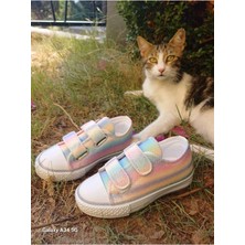 Scarpe Magiche Gökkuşağı Renkli Kız Çocuğu Sneaker Ayakkabısı (31-35 Numara Arası Işıksızdır )
