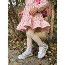 Scarpe Magiche Kız Çocuk Gümüş Parlak Şişme Desenli Sıcak Tutan Yüksek Taban Spor Ayakkabı