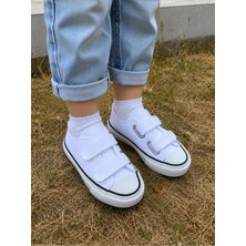 Scarpe Magiche Unisex Beyaz Kalın Tabanlı Cırtlı Keten Spor Ayakkabı
