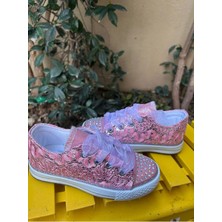 Scarpe Magiche Kız Çocuk Pembe Dantel Taşlı Sneaker