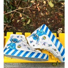 Scarpe Magiche Stıch Desenli Beyaz Keten Bilekli Fermuarlı Çocuk Sneaker (31-35 Numara Arası Işıksızdır )
