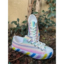 Scarpe Magiche Gökkuşağı Tabanlı Kız Çocuk Sneaker – Parlak Kumaş, Günlük Kullanım