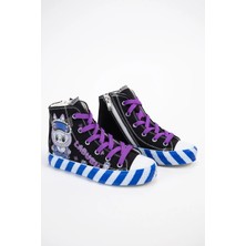 Scarpe Magiche Labubu Desenli Keten Bilekli Fermuarlı Çocuk Sneaker (31-35 Numara Arası Işıksızdır )