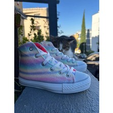 Scarpe Magiche Gökkuşağı Simli ve Işıklı Kız Ayakkabısı (31-35 Numara Arası Işıksızdır )