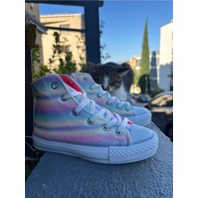 Scarpe Magiche Gökkuşağı Simli ve Işıklı Kız Ayakkabısı (31-35 Numara Arası Işıksızdır )