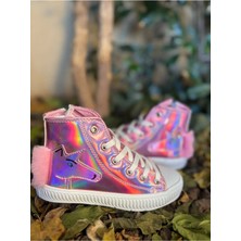 Scarpe Magiche Pembe Hologram Unicorn Sneakers (31-35 Numara Arası Işıksızdır )