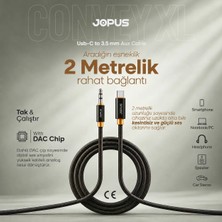 Jopus iPhone Android Uyumlu - Type-C To 3.5mm Aux Ses Kablosu - Tak Çalıştır Aux Örgülü - 2 Metre Ja-12