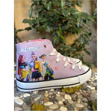Scarpe Magiche Kız Çocuk Keten Hunters Desenli Yandan Fermuarlı Sneaker Ayakkabı