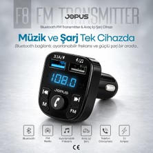 Jopus Bluetooth FM Transmitter Kablosuz Araç İçi Kiti Çakmaklık Şarj Aleti Oto MP3 Çalar USB Araba Müzik Adaptörü