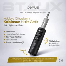 Jopus Bluetooth Aux Araç Kiti HD Ses Kalitesi ile Kesintisiz Bağlantı 5.0 Özellikli
