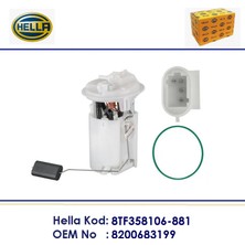 Hella YAKIT DEPO ŞAMANDIRA POMPA RENAULT CLİO 2 SYMBOL 1-2 1,2 1,4 1,6 4 PİN 8200683199 8TF358106-881