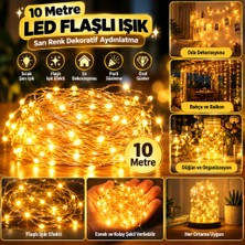 Marka Kolik Sarı Peri LED Flaşlı Işık – 10 Metre Dekoratif Oda ve Organizasyon Aydınlatması
