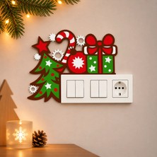 Decorius Yılbaşı Temalı Kapı Süsü - Yılbaşı Kapı Köşe Süsü | Çam Ağacı, Hediye Kutusu ve Şeker Bastonlu Dekoratif Kapı Üstü Süsü | Yeni Yıl, Noel, Ev, Ofis ve Çocuk Odası Için Şık Dekorasyon Aksesuarı